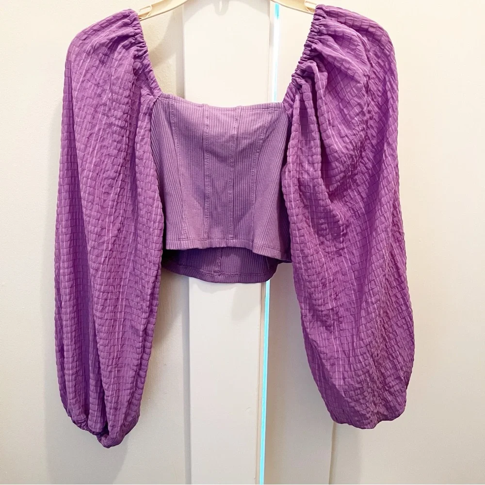 Urban Outfitters Claudia‎ Purple Blouse Puff Sleeves